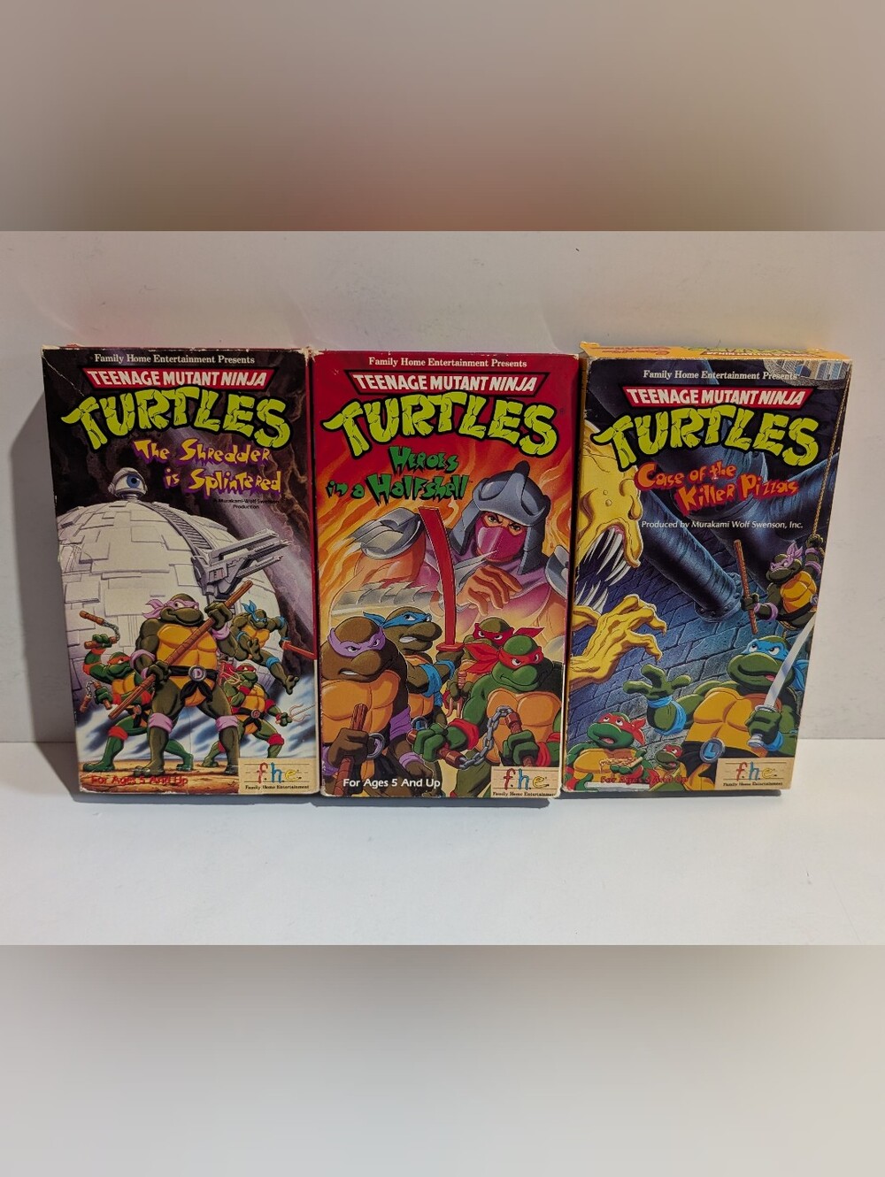Teenage Mutant Ninja Turtles Lot Of 3 VHS 1980s TMNT Leonardo Michaelangelo